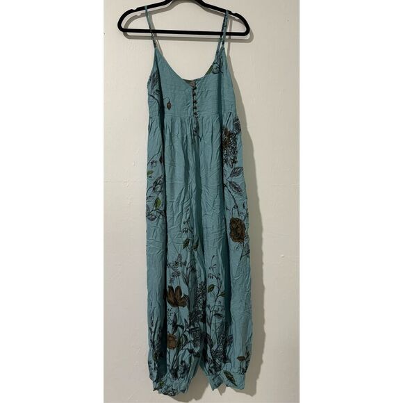 Anthropologie jumpsuit sleeveless flower pattern Sp wide leg - Picture 1 of 8